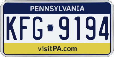 PA license plate KFG9194