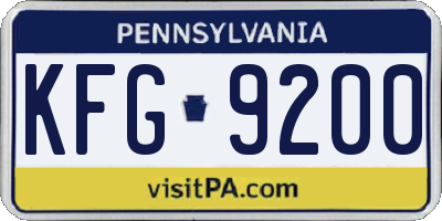 PA license plate KFG9200