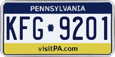PA license plate KFG9201