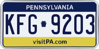 PA license plate KFG9203