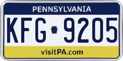 PA license plate KFG9205