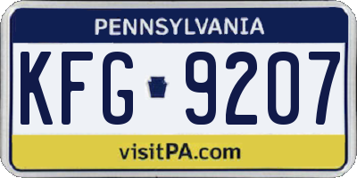 PA license plate KFG9207