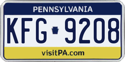 PA license plate KFG9208
