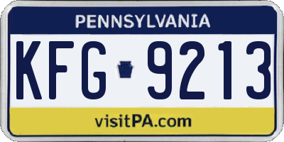 PA license plate KFG9213