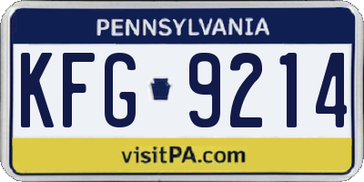 PA license plate KFG9214