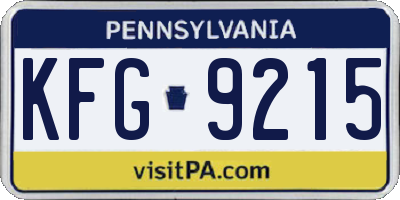 PA license plate KFG9215
