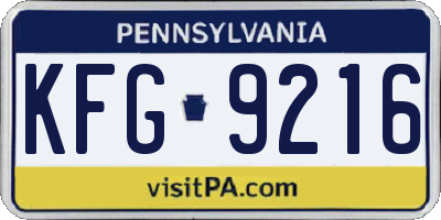 PA license plate KFG9216