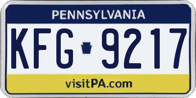 PA license plate KFG9217