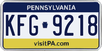 PA license plate KFG9218