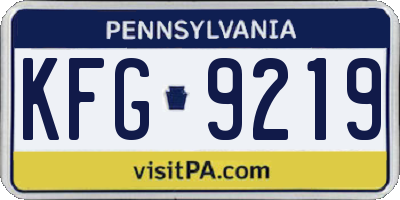 PA license plate KFG9219