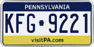 PA license plate KFG9221