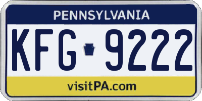 PA license plate KFG9222