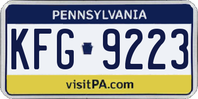PA license plate KFG9223