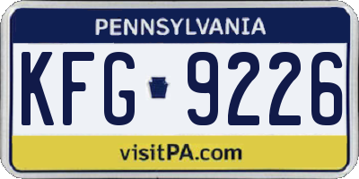 PA license plate KFG9226