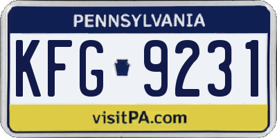 PA license plate KFG9231