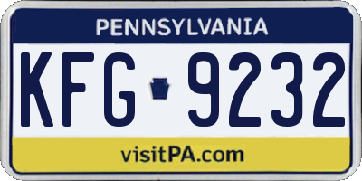PA license plate KFG9232