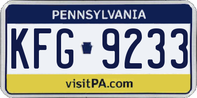 PA license plate KFG9233