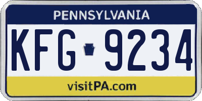 PA license plate KFG9234