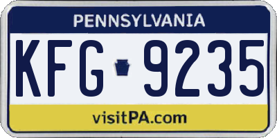 PA license plate KFG9235