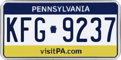 PA license plate KFG9237