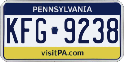 PA license plate KFG9238