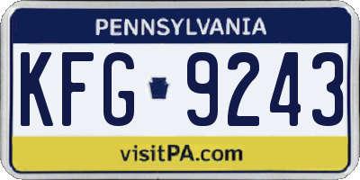 PA license plate KFG9243