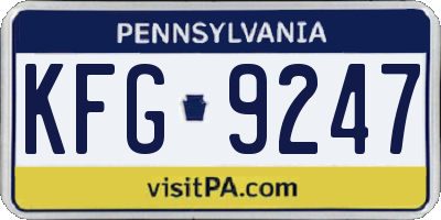 PA license plate KFG9247