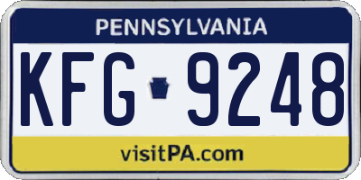 PA license plate KFG9248