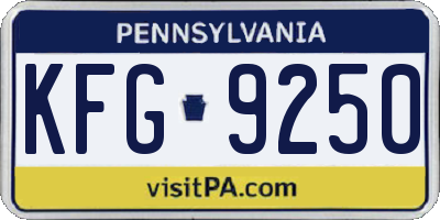 PA license plate KFG9250