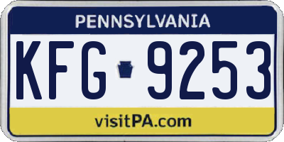 PA license plate KFG9253
