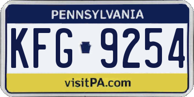 PA license plate KFG9254