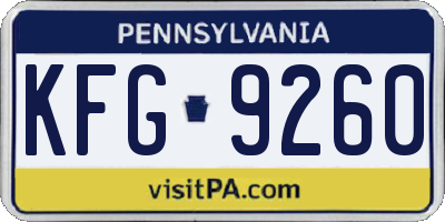 PA license plate KFG9260