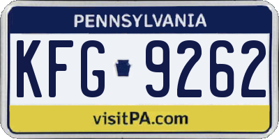 PA license plate KFG9262