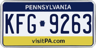 PA license plate KFG9263