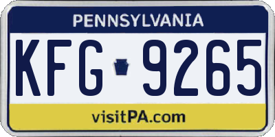 PA license plate KFG9265