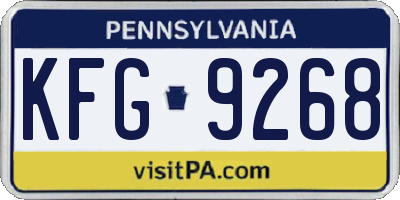 PA license plate KFG9268
