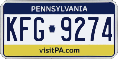 PA license plate KFG9274