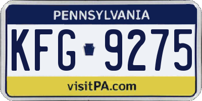 PA license plate KFG9275