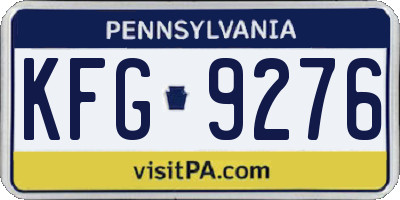 PA license plate KFG9276