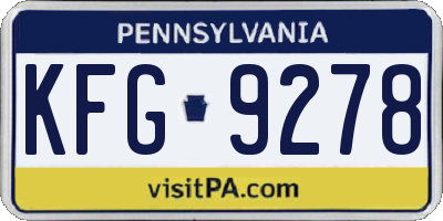 PA license plate KFG9278