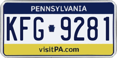 PA license plate KFG9281