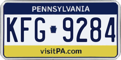 PA license plate KFG9284