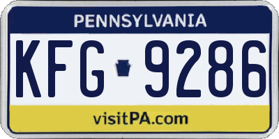 PA license plate KFG9286
