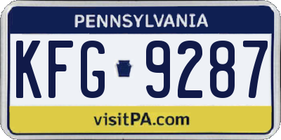 PA license plate KFG9287