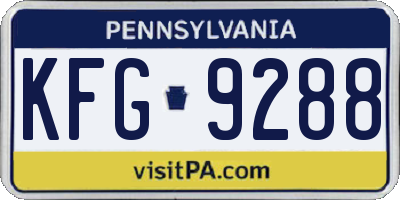 PA license plate KFG9288