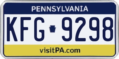 PA license plate KFG9298
