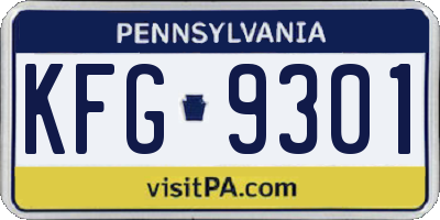 PA license plate KFG9301