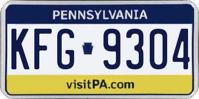 PA license plate KFG9304