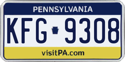 PA license plate KFG9308