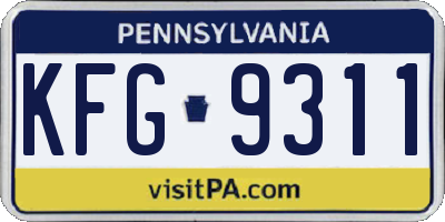 PA license plate KFG9311
